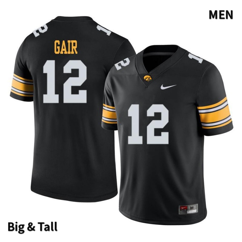 Men's Iowa Hawkeyes NCAA #12 Anthony Gair Black Authentic Nike Big & Tall Alumni Stitched College Football Jersey GN34A34NO